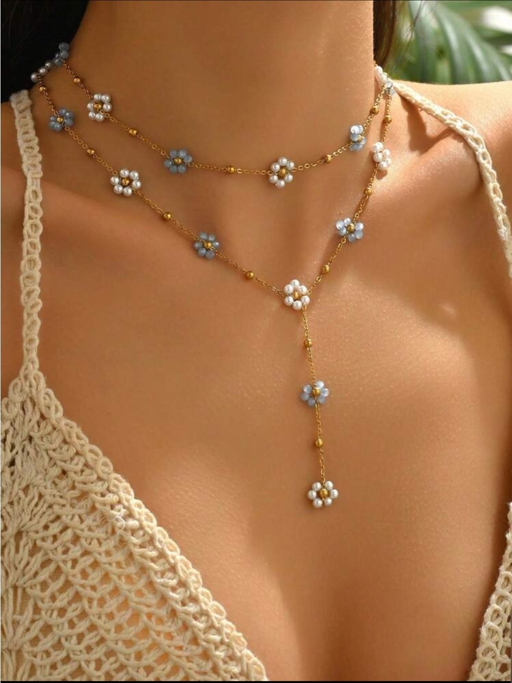 2/$30 🌸2 pieces Gold Floral Lariat Necklace stainless steel